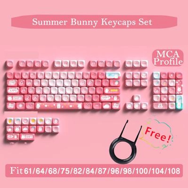 Summer Bunny Keycaps Set, Anime Keycaps Set, Graffiti Keycap Set, MDA Height Artisan Keycaps, Mechanical Keyboard Universal Keycaps