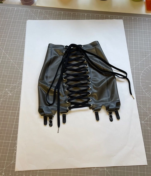 Laced Back Suspender Skirt