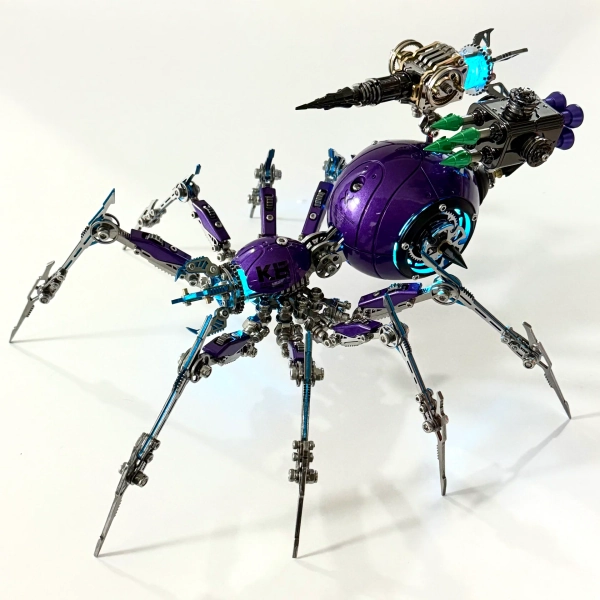 Steampunk Mechanical Spider Purple Storm 3D Metal Model Kit for Adults - With weapons