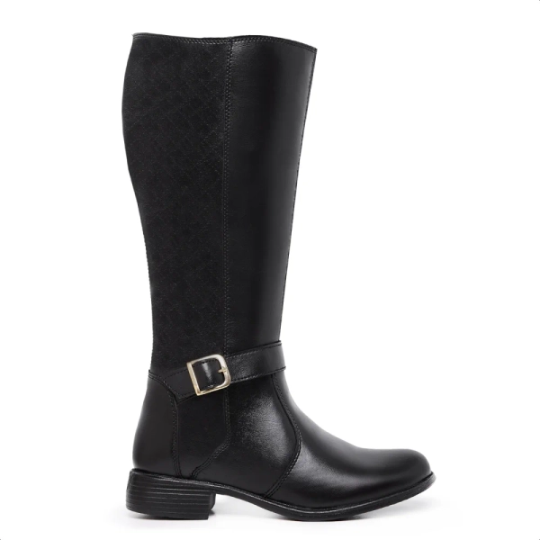 Women's Riding Boot, High Shaft, Side Buckle Closure, Black Country Boot