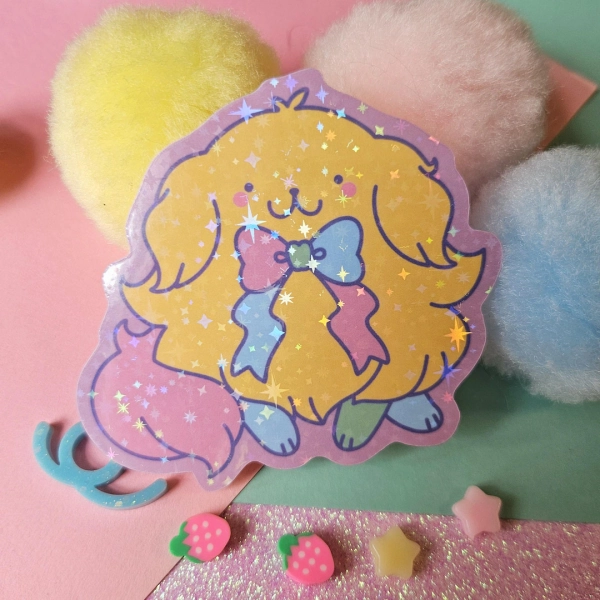 3" Holo Glitter Sticky the Puppy Sticker - Etsy Canada