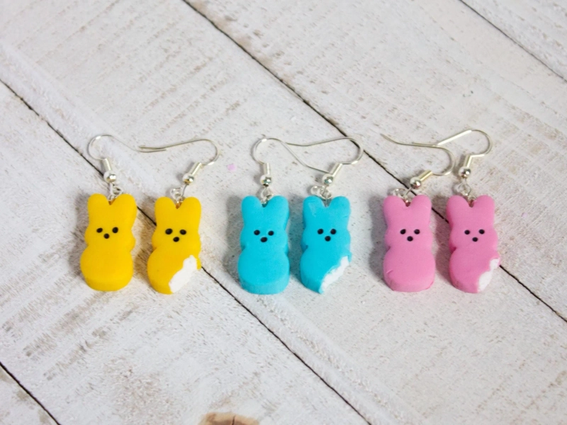 Marshmallow Bunny Earrings // Easter Earrings // Silly Earrings