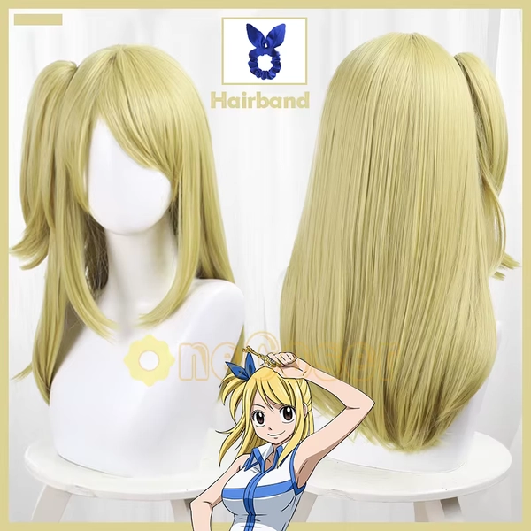 Lucy Heartfilia Cosplay Wig Anime Fairy Tail Guild Team Natsu Blond Hair Hairband Heat-resistant Fiber Hair +Wig Cap Halloween