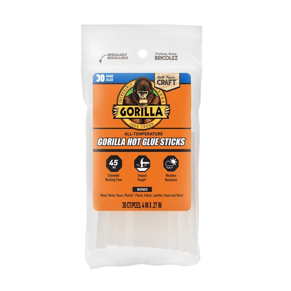 Gorilla Glue Clear 4 inch Dual Temp Mini Hot Glue Sticks, 30 Count - Walmart.com