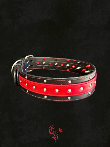 Reverse Spike Collar | Black, Red | Thorn Bound