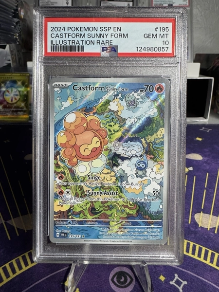PSA 10 Castform Sunny Form 195/191 Surging Sparks Illustration Rare Pokemon Card