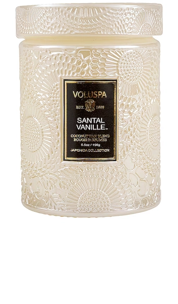 Voluspa Santal Vanille Small Jar Candle in Cream.