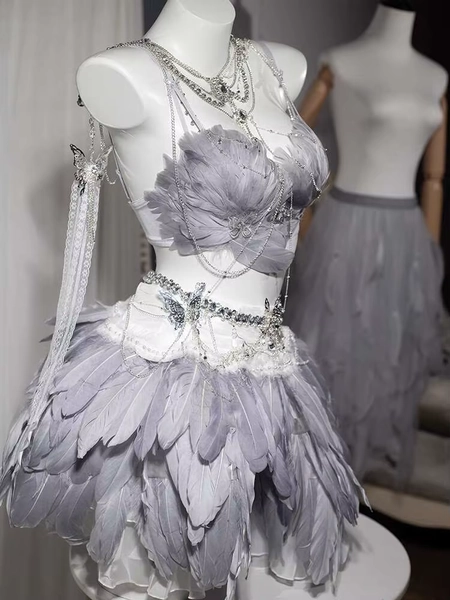 IEDM Love Electric Festival DJ Nightclub Bar Disco Performance DS Show Angel Photo Feather Tutu Set - AliExpress 200000532