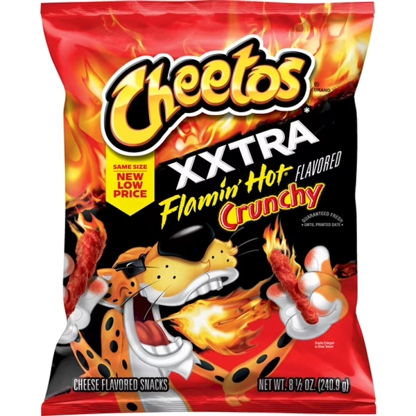 Cheetos Crunchy XXTRA Flamin' Hot Cheese Flavored Snack Chips, 8.5 Ounce Bag (Packaging May Vary)