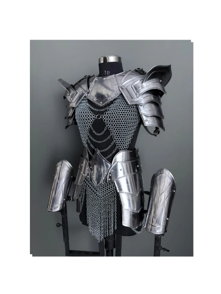 Brave Lady Medieval Cuirass Armor: Steel Chainmail Cosplay - LARP SCA