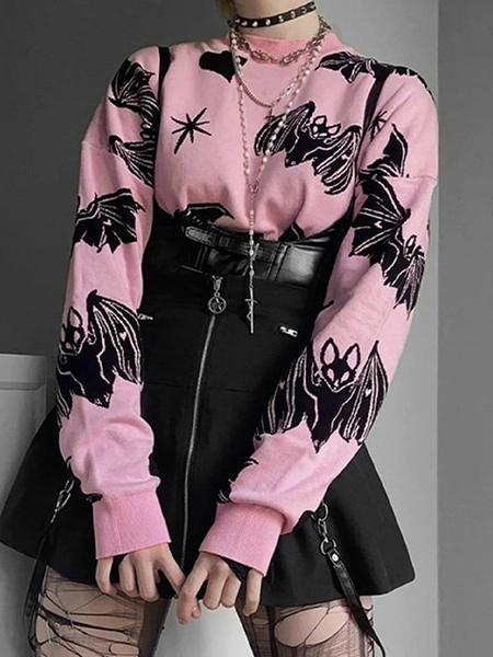 Bat Print Oversized Sweaters