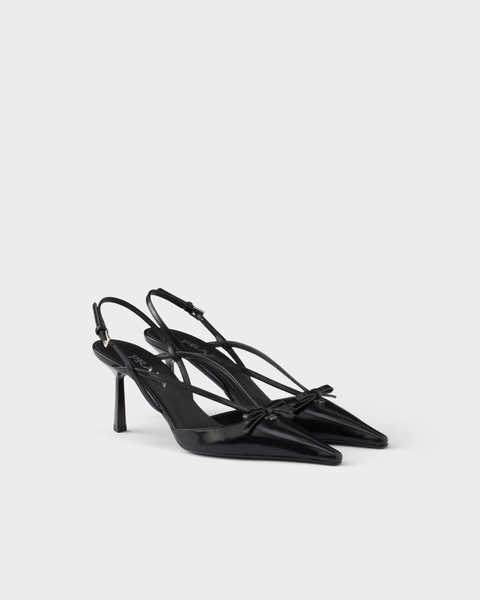 Brushed leather slingback pumps