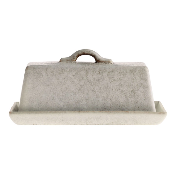 Vita Ivory And Brown Reactive Glaze Butter Dish