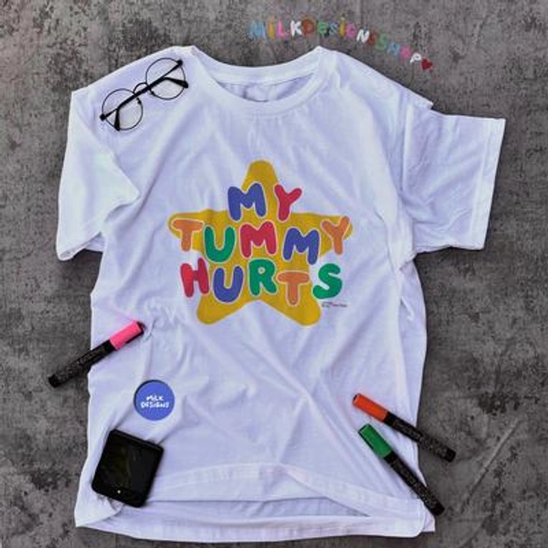 My Tummy Hurts Tee: Funny Meme Shirt, Clowncore Kidcore Clothing