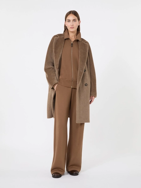 Alpaca and wool midi coat - HONEY
