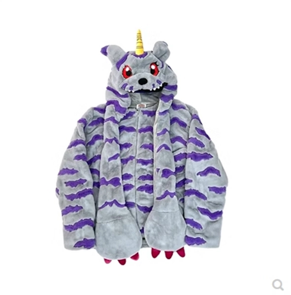 Digimon Adventure Gabumon Plush Coat Hooded Winter Warm Hoodie Cosplay Costume