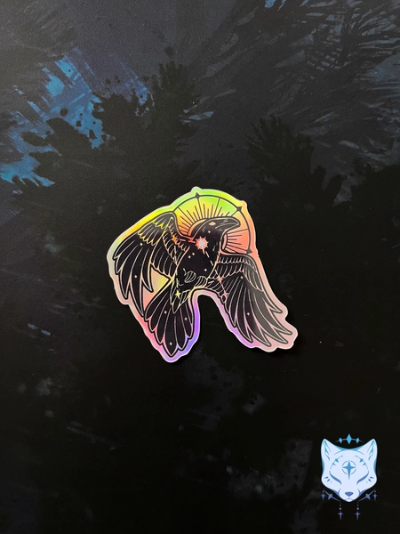 Corvus Crow Holographic stickers | 5cm tall - Primary color: Black