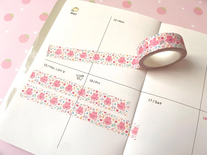 Bon Bon Pink Bunny Expressions Washi Tape - Etsy