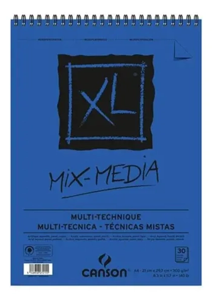 Block Xl Canson A4 Espiral Mix Media 300 Gr 30 Hojas