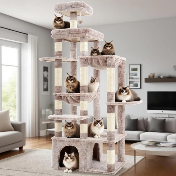 Heybly Cat Tree, 180cm Tall Cat Tower for Large Maine Coon Cats with Extra-La...
