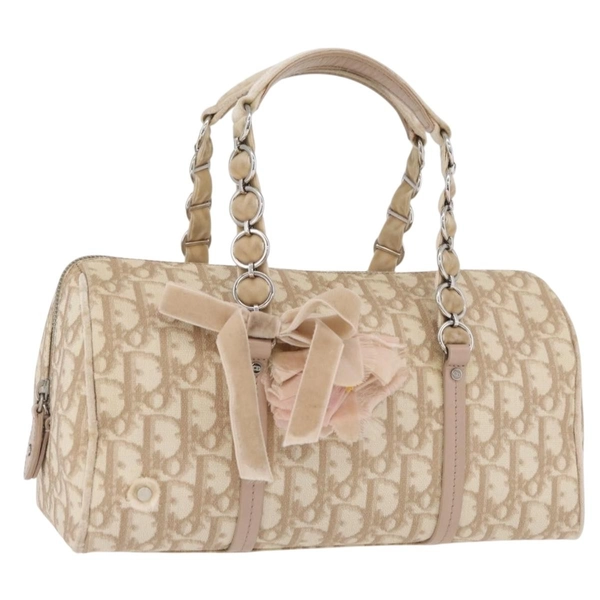Christian Dior Vintage Trotter Romantique Zip Diorissimo Coated Canvas Beige Canvas Shoulder Bag Bag (Pre-Owned)