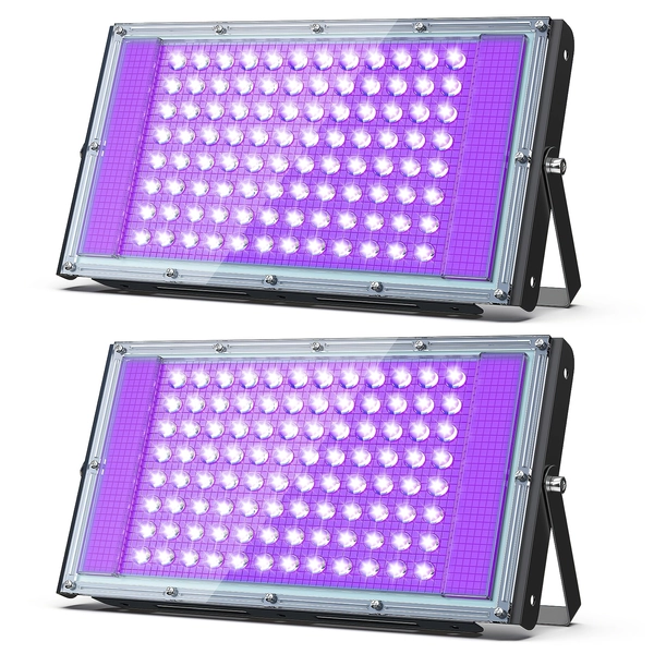 Black Light UV Spotlight Party Lights Room Decor for Glow Party Christmas Halloween Easy Install (2 Packs)