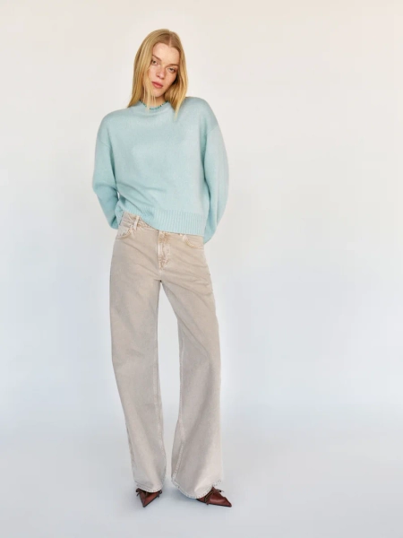 Aqua Cashmere Oversized Crew Neck Sweater