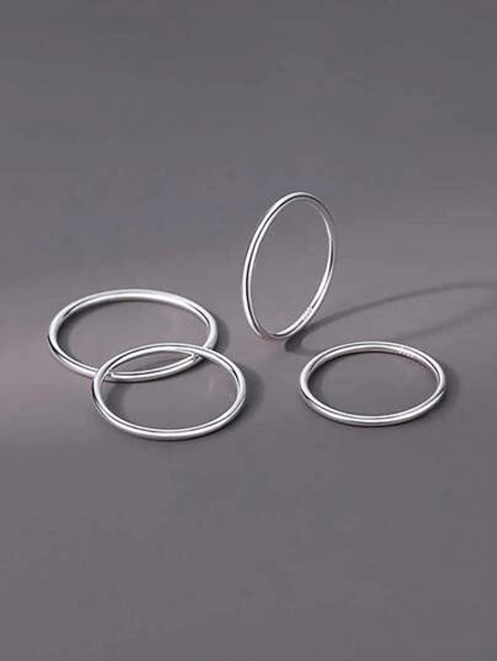 1 pièce Bague simple en argent sterling 925 pour empiler pour femmes. Bijou de qualité pour dames. Cadeau pour fête, anniversaire, port quotidien