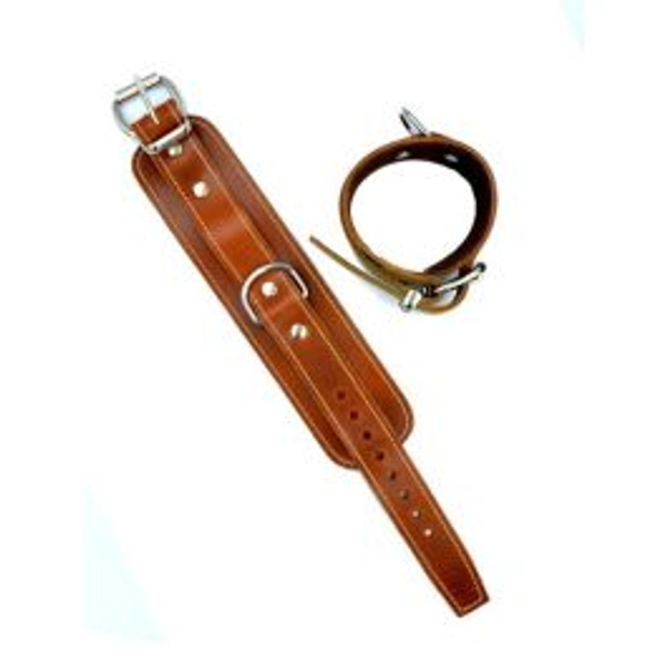 Mister B Leather Ankle Restraints Stitched - Brown