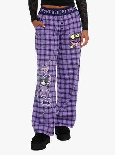Kuromi Purple Plaid Pajama Pants