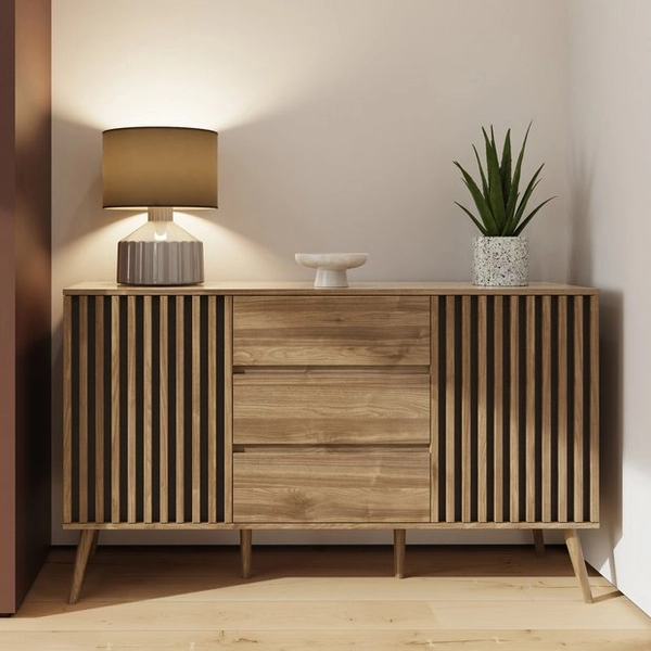 Buy GFW Louvered 2 Door 3 Drawer Sideboard -Natural | Sideboards | Argos
