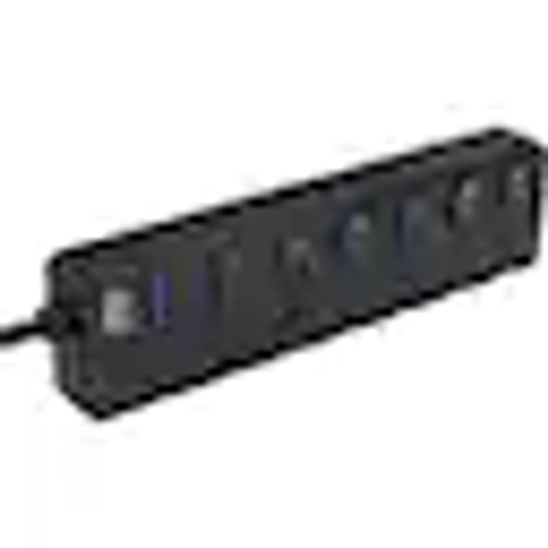 Adesso - 7-ports USB 3.0 Hub with 5V2A Power Adaptor - USB - External - 7 USB Port(s) - 7 USB 3.0 Port(s) - PC, Mac - Black,Gray