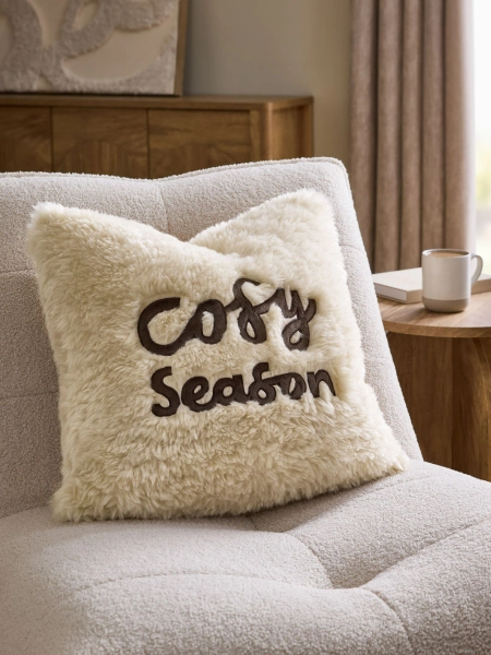 Natural Faux Fur Cosy Season Cushion - Size 50x50