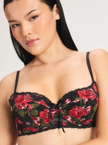 Sinful Rose Printed Lace Balconette Bra