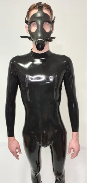 **Men's Latex Catsuit** - Dual Chest Zips & Snap Crotch | LatexLuxe