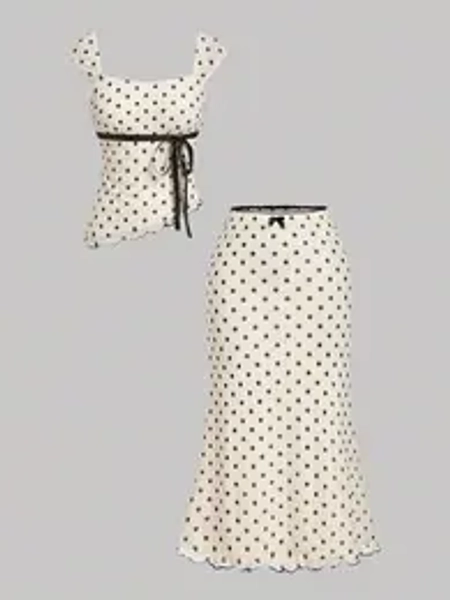 Women's Polka Dot Two-Piece Outfit Set