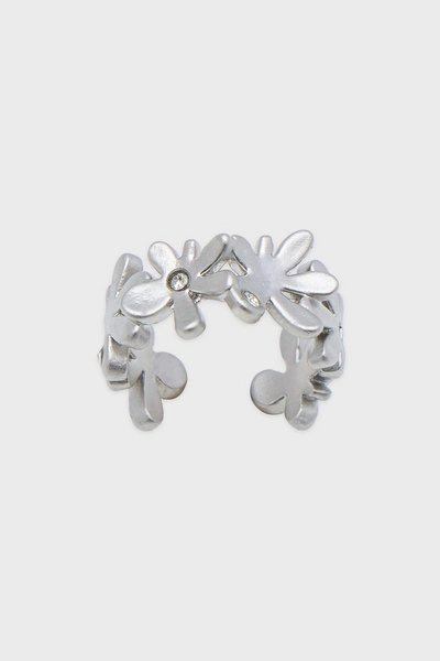 Gathered Flower Midi Ring (Silver)