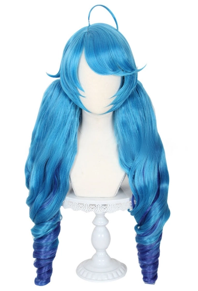 LOL Gwen Cosplay Wig Blue Long Curly Wig