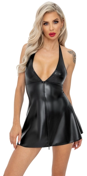 Noir Handmade | Exklusives Minikleid aus edlem Material in Schlangenhaut-Optik mit ReißverschlussM