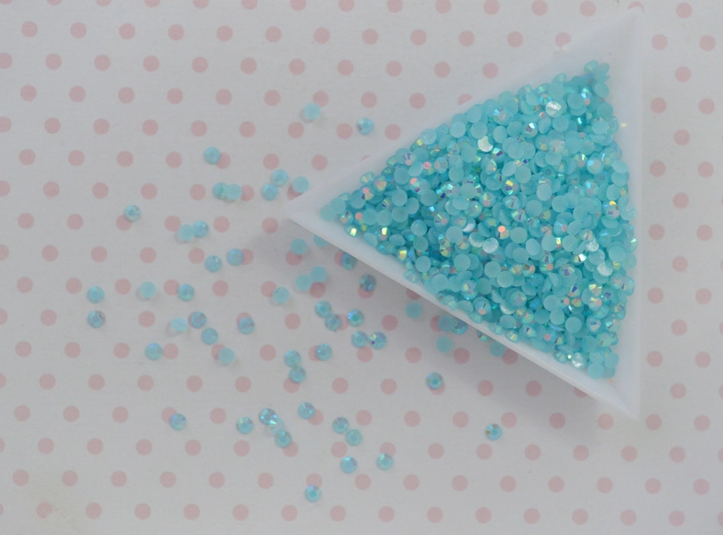 3mm Kawaii Pastel Blue Iridescent AB Jelly Rhinestone Decoden Nail Art Jewelry Supplies - 5 grams
