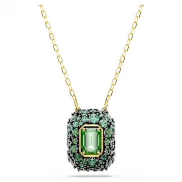 Sublima pendant, Octagon cut, Green, 18K gold finish