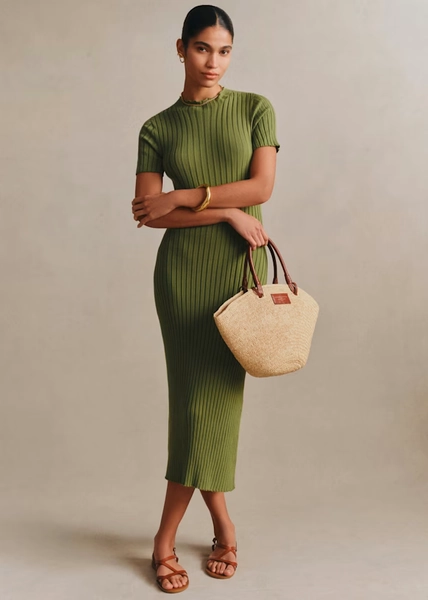 Sezane, green dress.