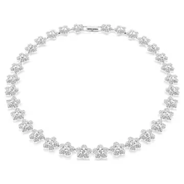 Ariana Grande x Swarovski necklace, Round cut, Flower, White, Rhodium plated
