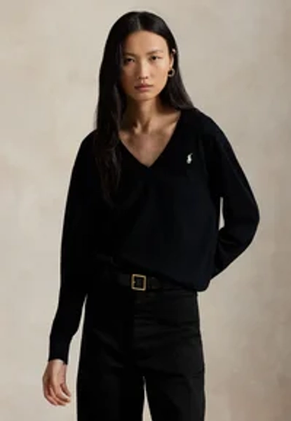 Polo Ralph Lauren - COTTON V-NECK SWEATER - Jumper - black