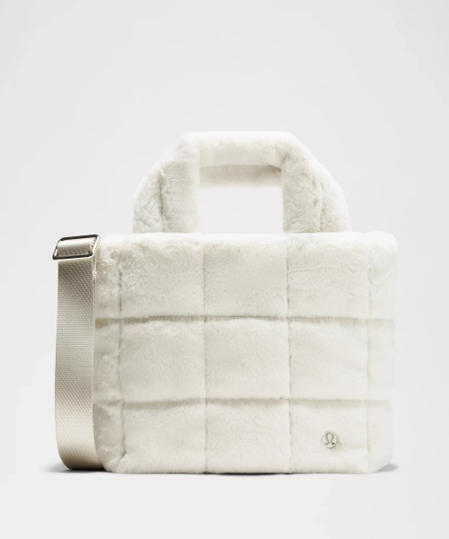 Quilted Grid Tote Bag Mini 5L *Plush Fleece - Bone - ONE SIZE