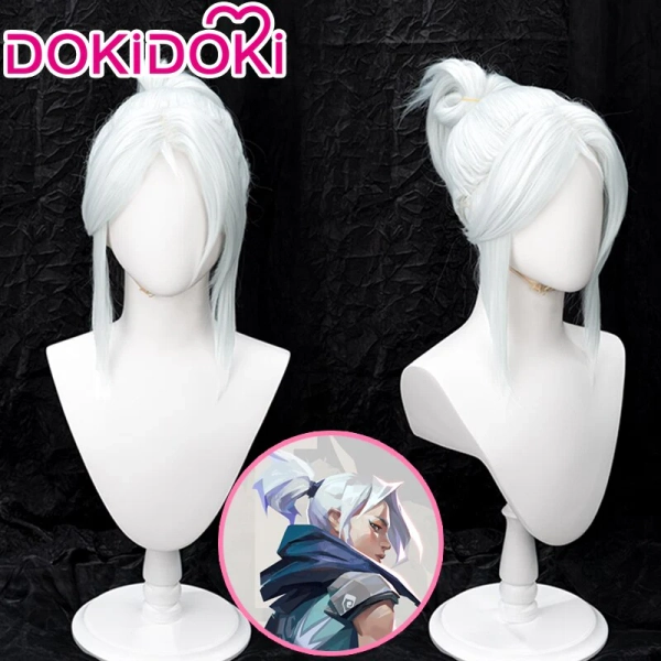 【Ready For Ship】DokiDoki Game Valorant Cosplay Jett Cosplay Wig White Hair VALORANT - Wig Only-Ready For Ship