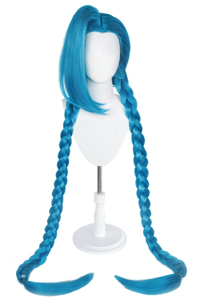 LOL Arcane Jinx Cosplay Wig Blue Long Two-tails Wig