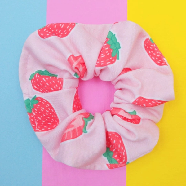 Pink Strawberry Scrunchie, Cute Cottagecore Design Hair Accessories for Women and Girls - Etsy
