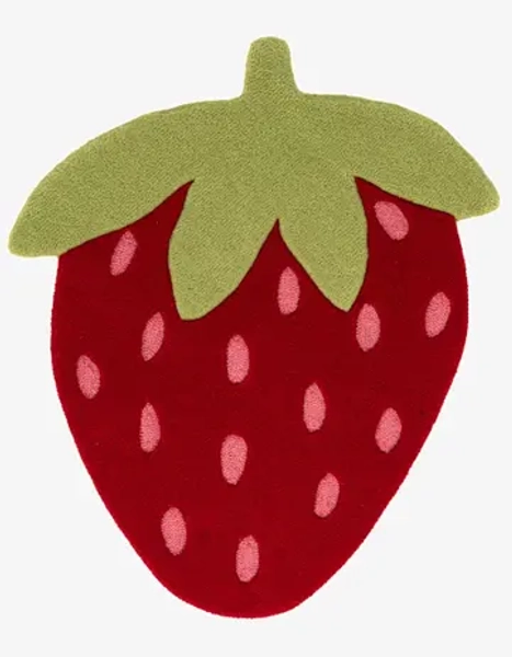 Red 2' 7 x 3' 1 Happy Rugs Strawberry Wool Square | Rugs.com