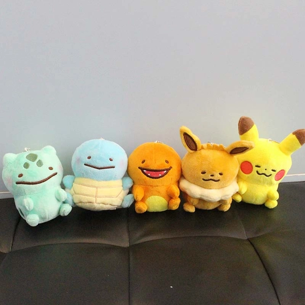 Derpy Face Plush Pendant Keychain Charm Bulbasaur Charmander Squirtle 4 Inch - Bulbasaur